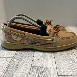 Sperry Top Sider Boat Shoes Angelfish Pink Plaid Leather Women’s Size 7.5M